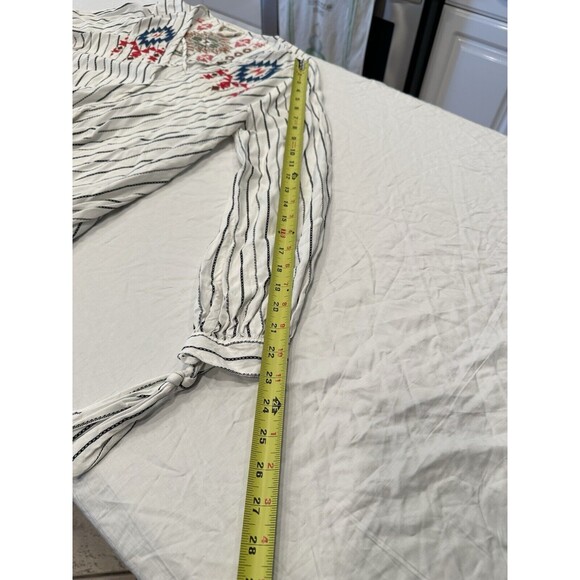 Savanna Jane Embroidered Floral Peasant Tunic Top Women’s M Boho Striped - Picture 6 of 11